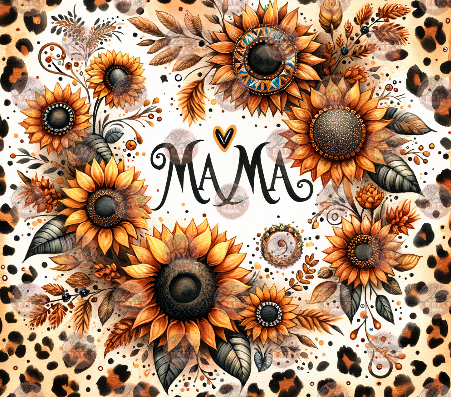 Leopard & Sunflower Mama Tumbler Wrap