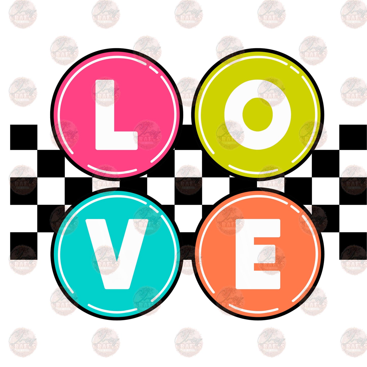 Love Checkered Transfer