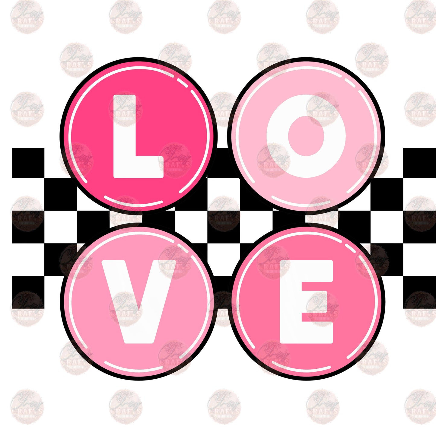 Love Checkered Transfer