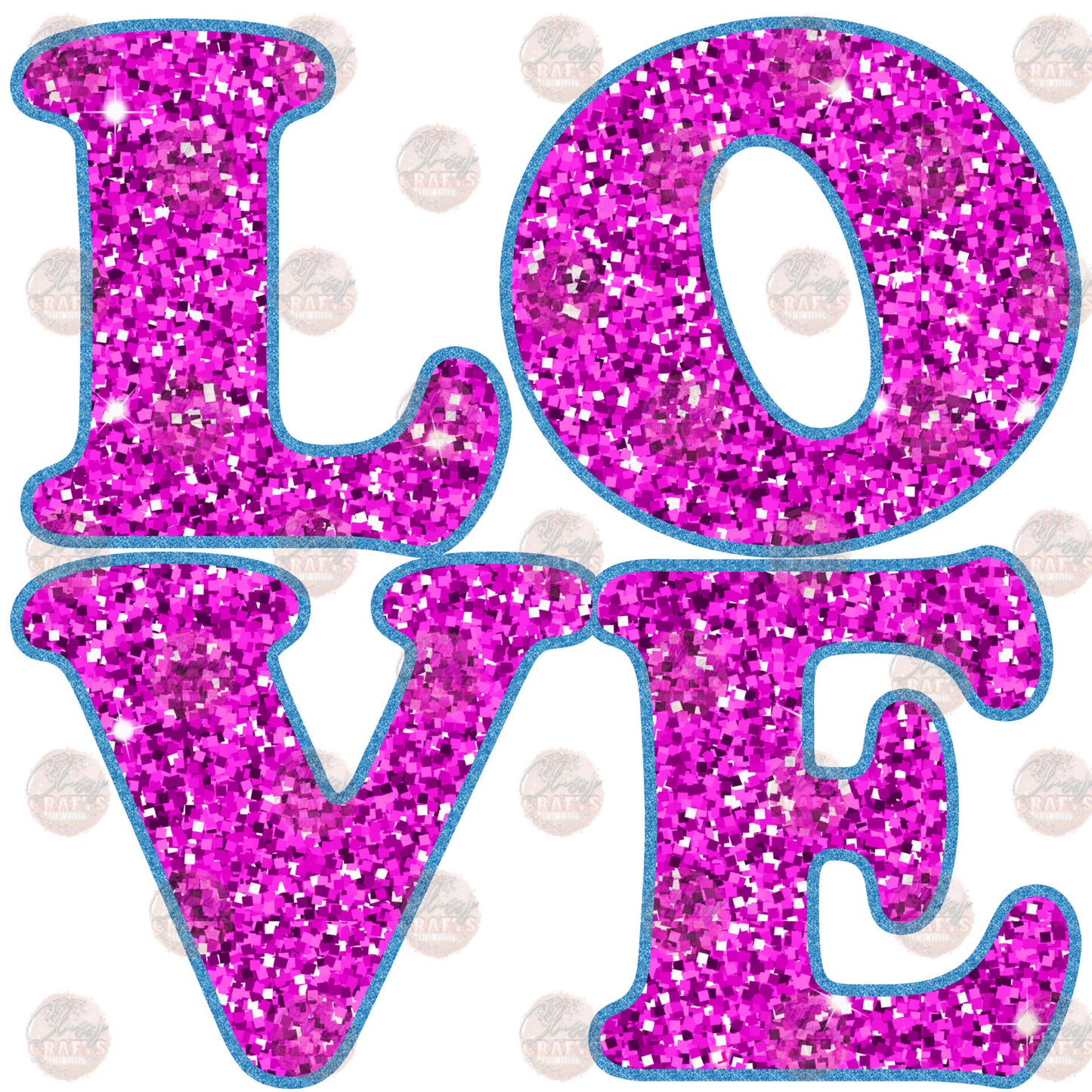Love Pink Glitter Transfer