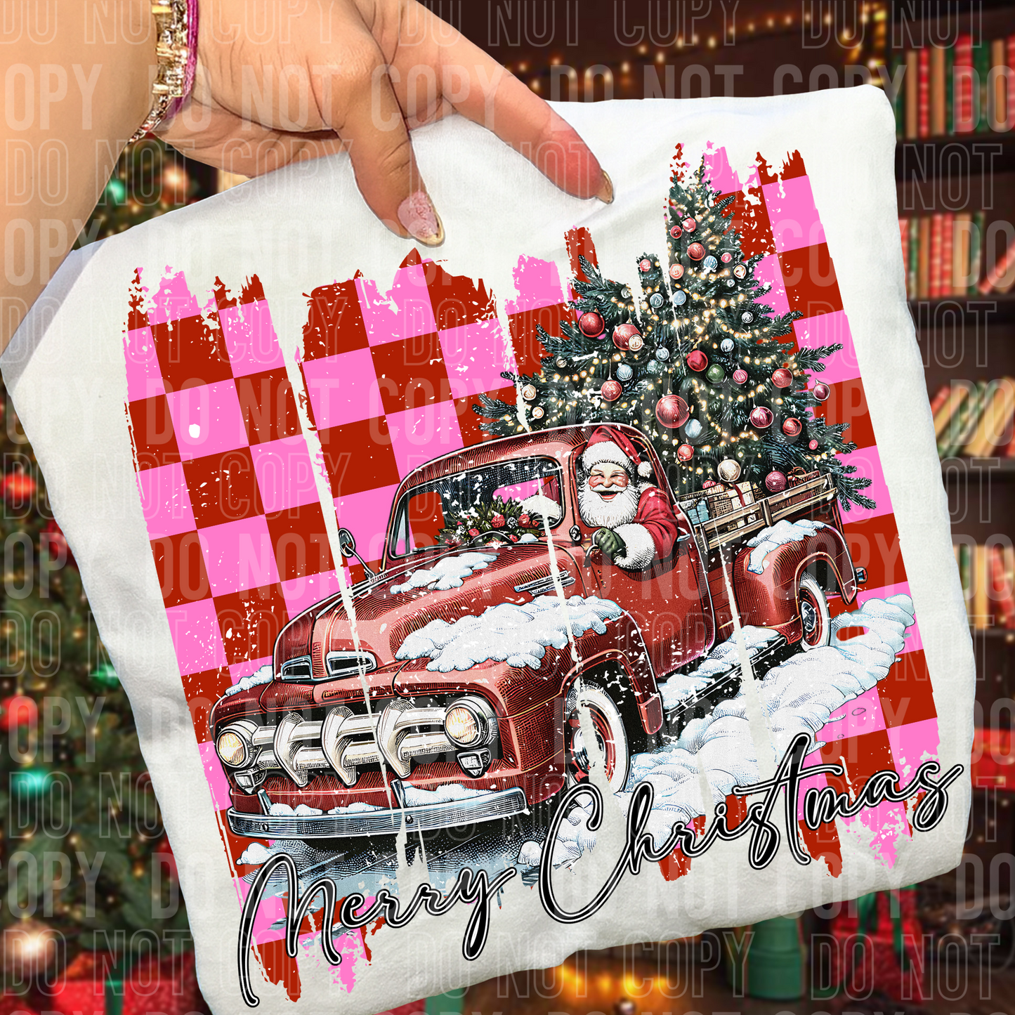 MERRY CHRISTMAS SANTA BRUSHSTROKE TRANSFER