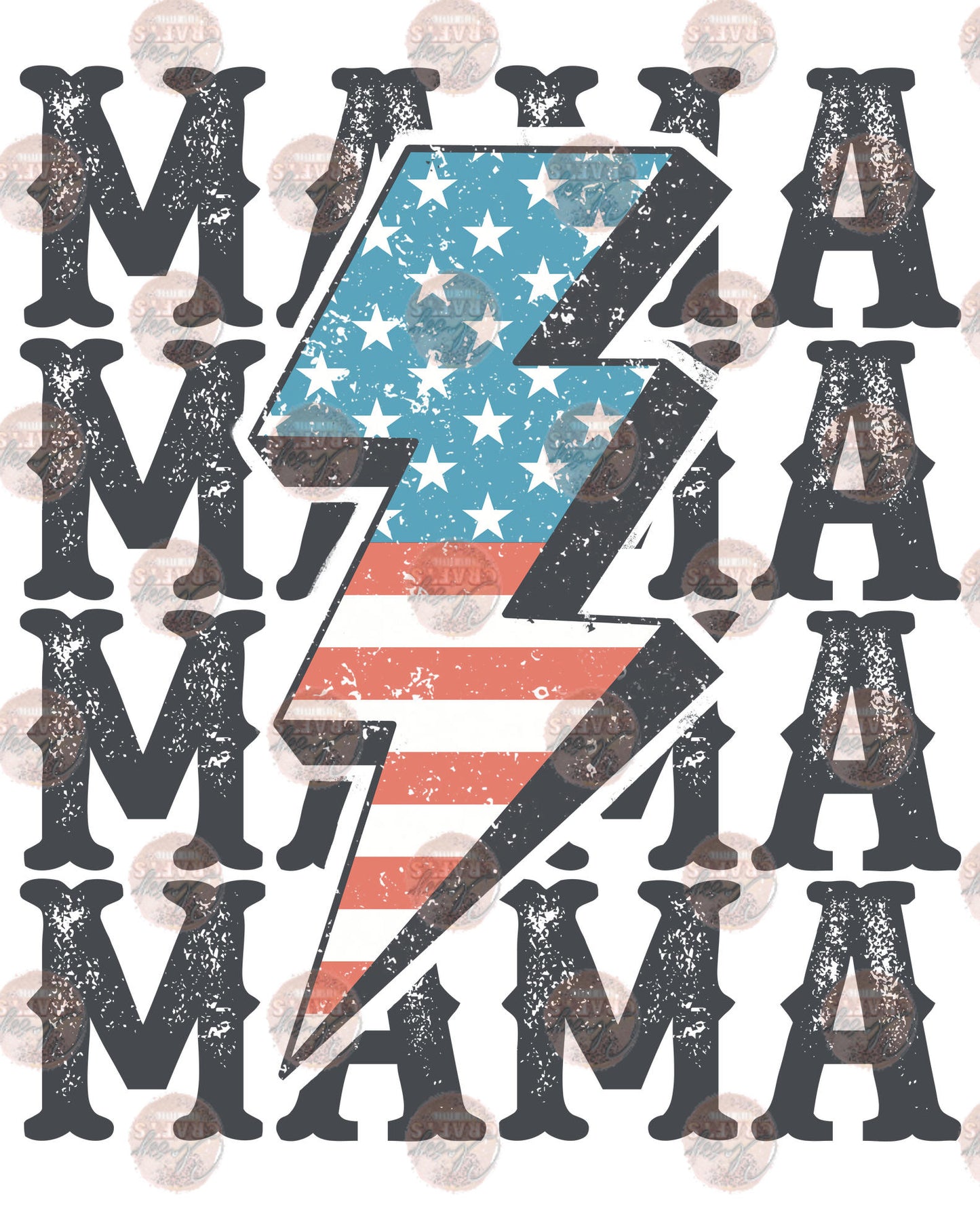 Mama And Mini America Blue Bolt Transfer