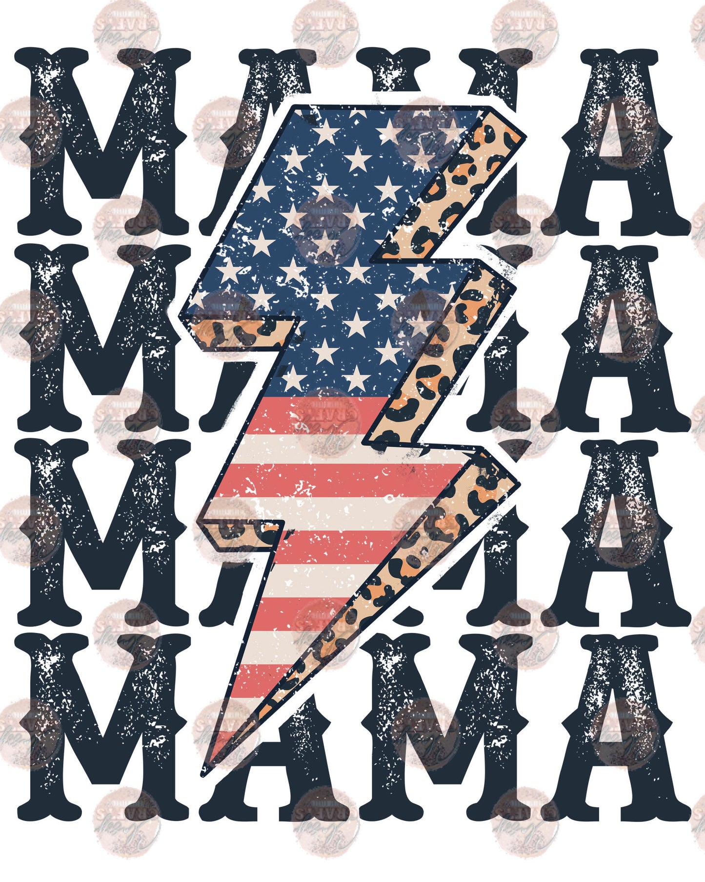 Mama And Mini America Navy Bolt Transfer