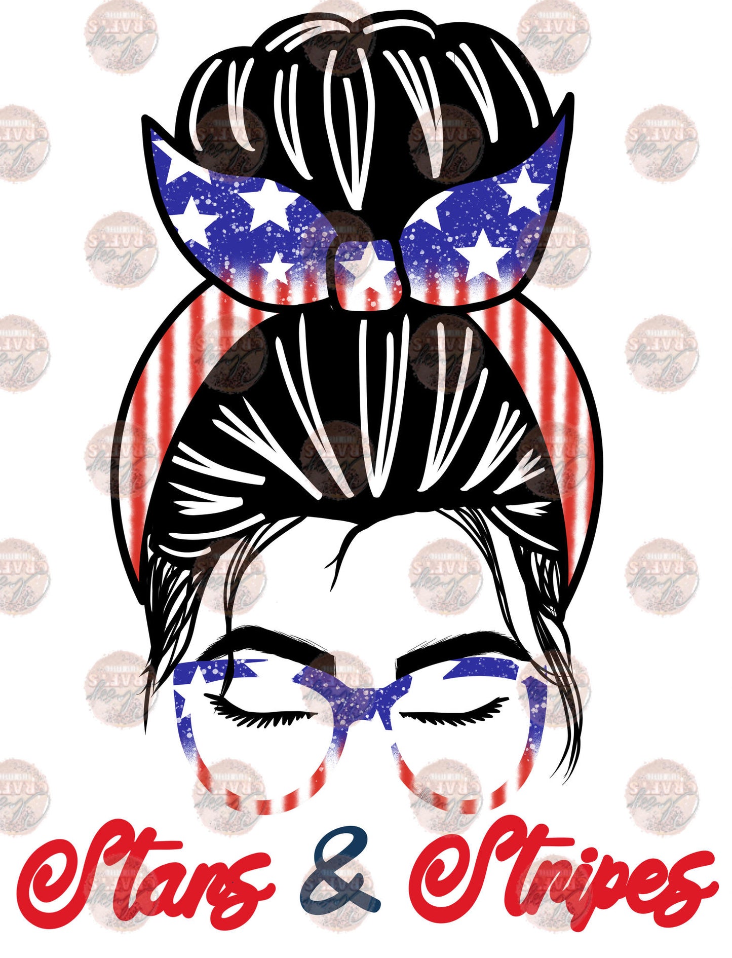 Mama Bun Stars and Stripes Transfer