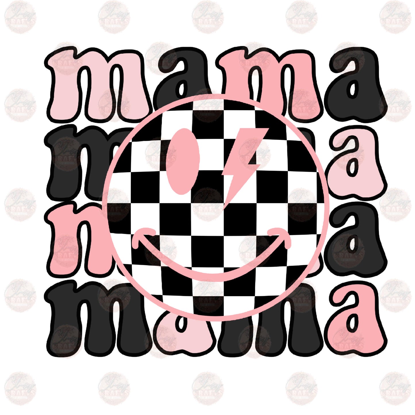 Mama Checkered Smiley Transfer