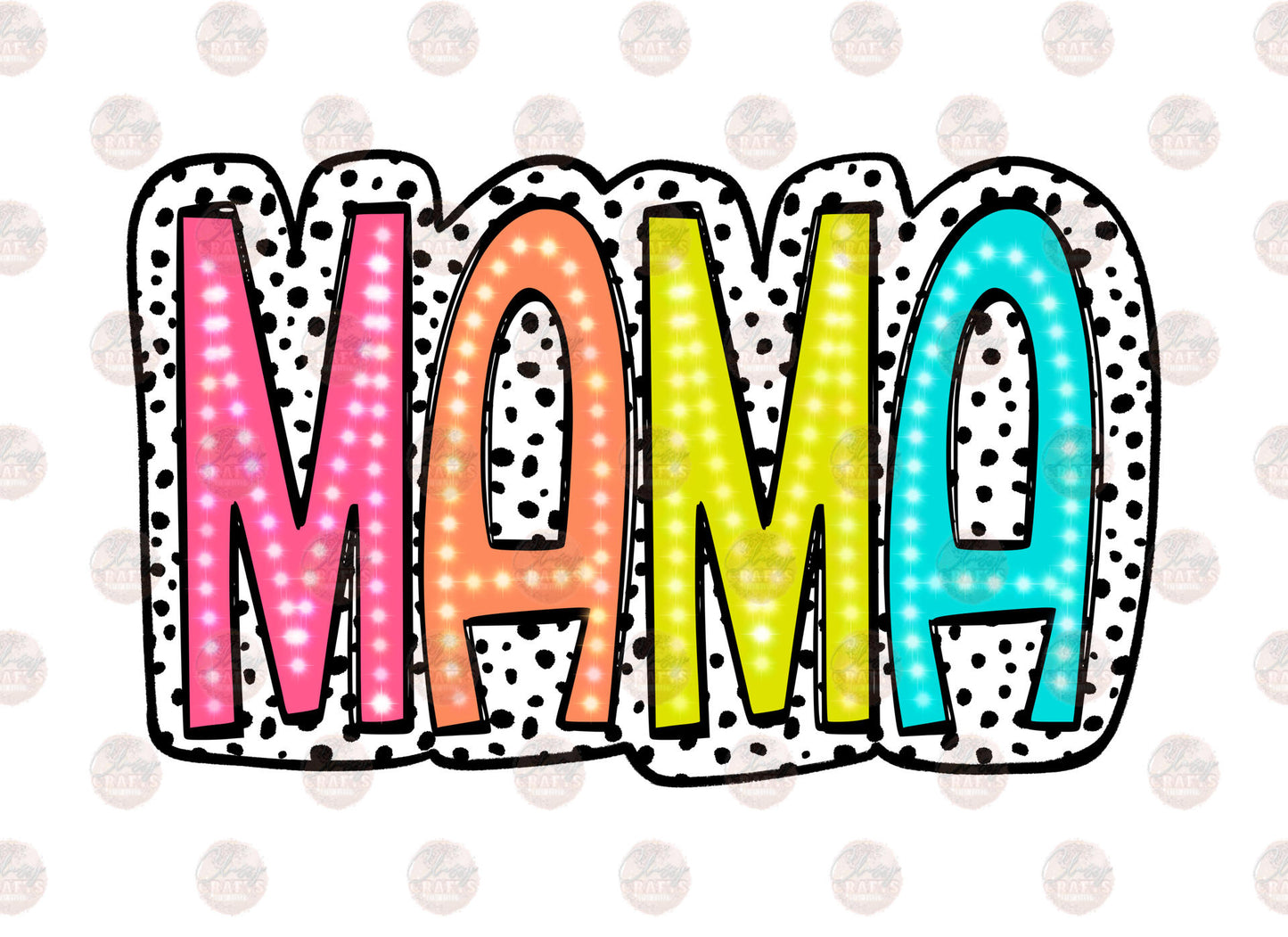 Mama Neon Dots Transfer