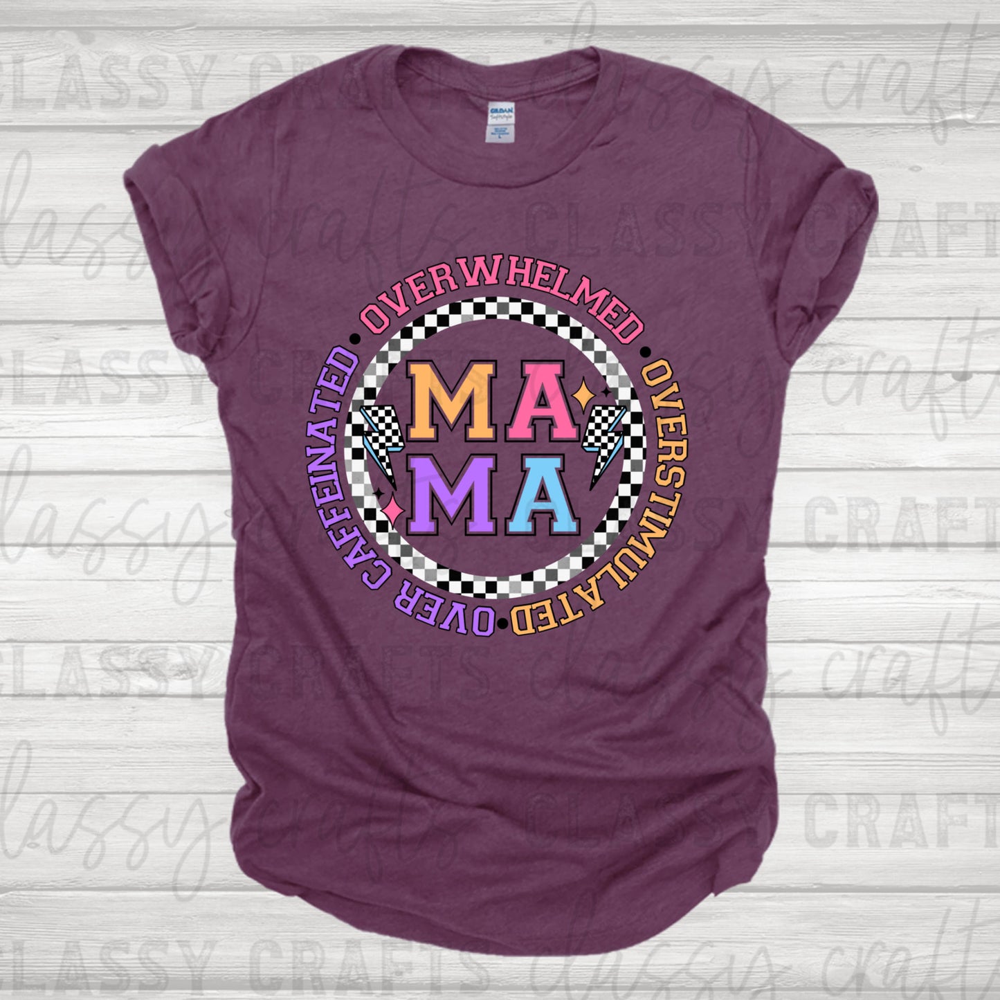 Mama Overwhelmed Bolt Black Transfer