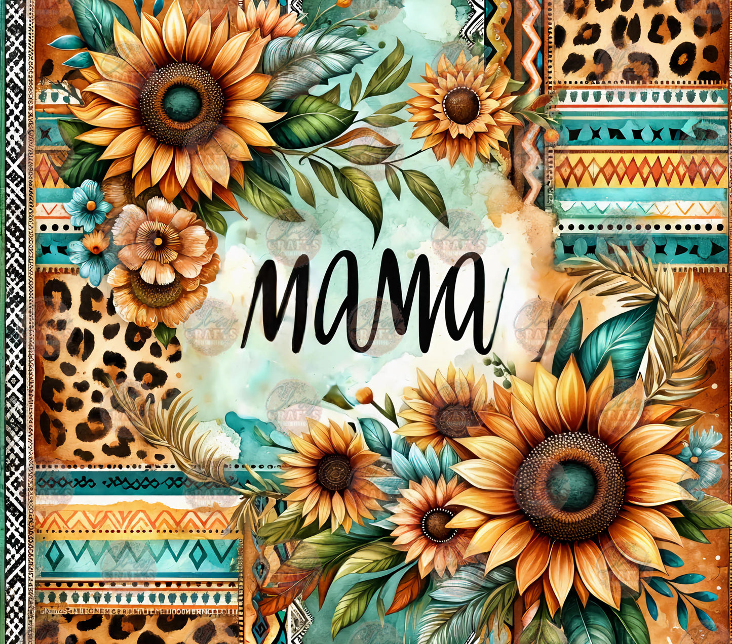 Mama Western Sunflower Tumbler Wrap