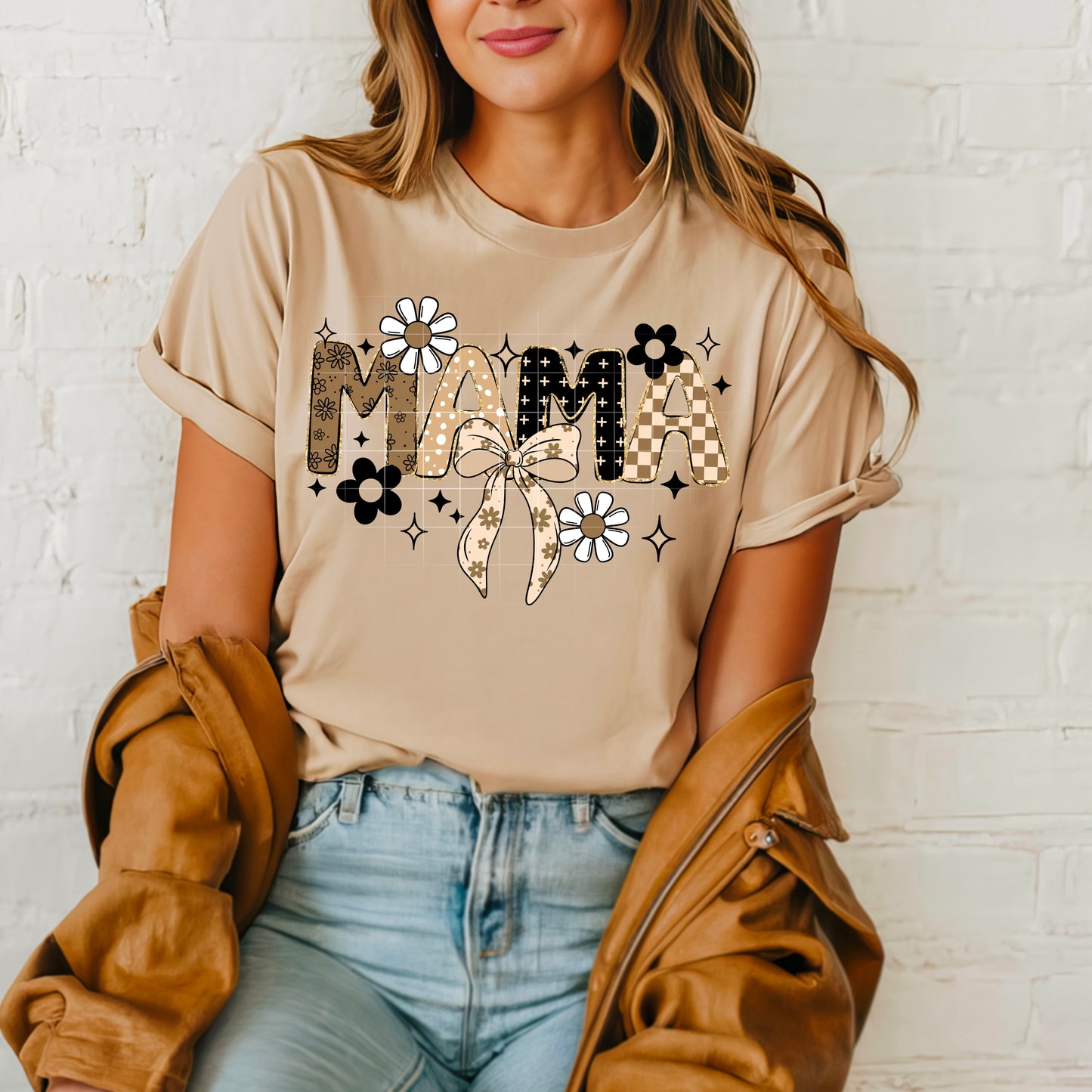 Mama With Bow And Flowers Transfer