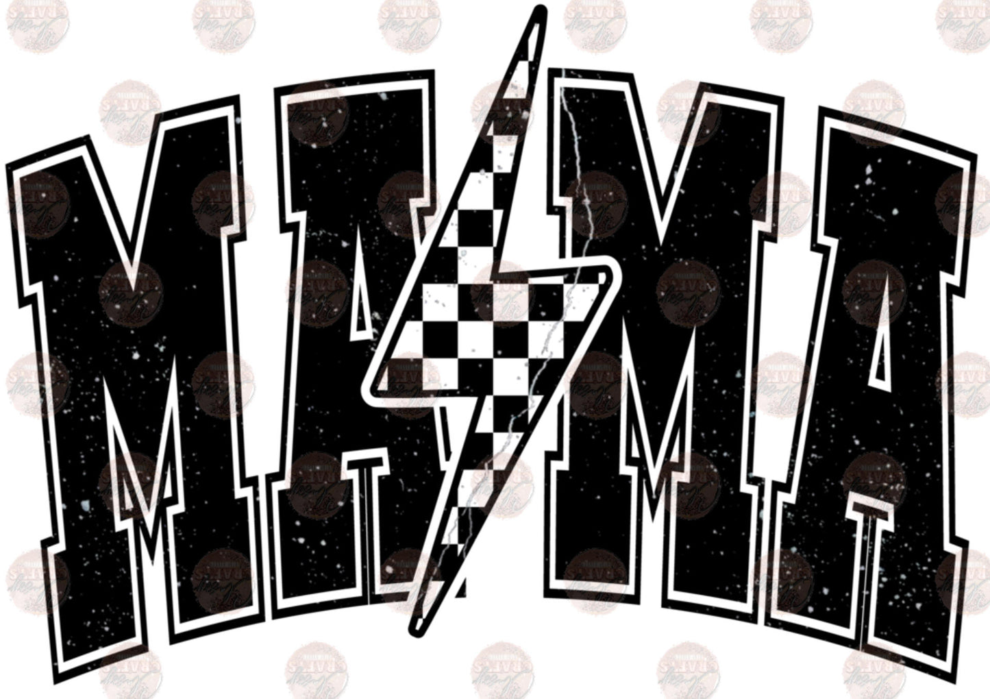 Mama Black Checkered Bolt Transfer