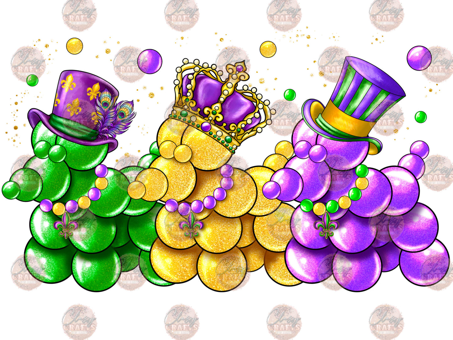 Mardi Gras Bead Dog Transfers