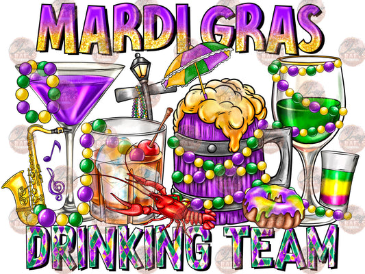 Mardi Gras Drinking Team - Sublimation Transfers