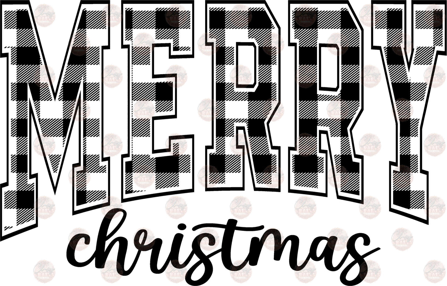 Merry Christmas Black Checkered Transfers