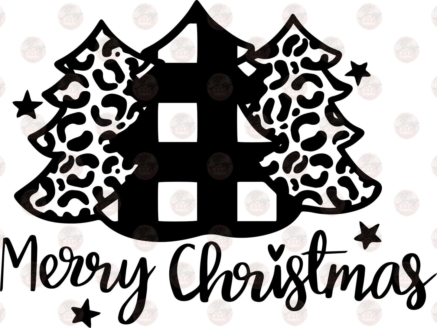 Merry Christmas Black Leopard Transfer
