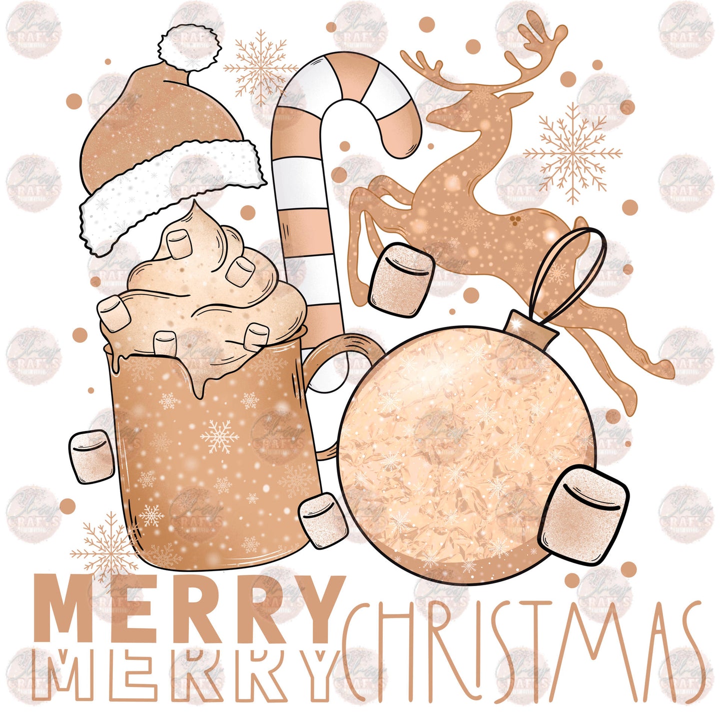 Merry Christmas Pink Sparkle Transfer