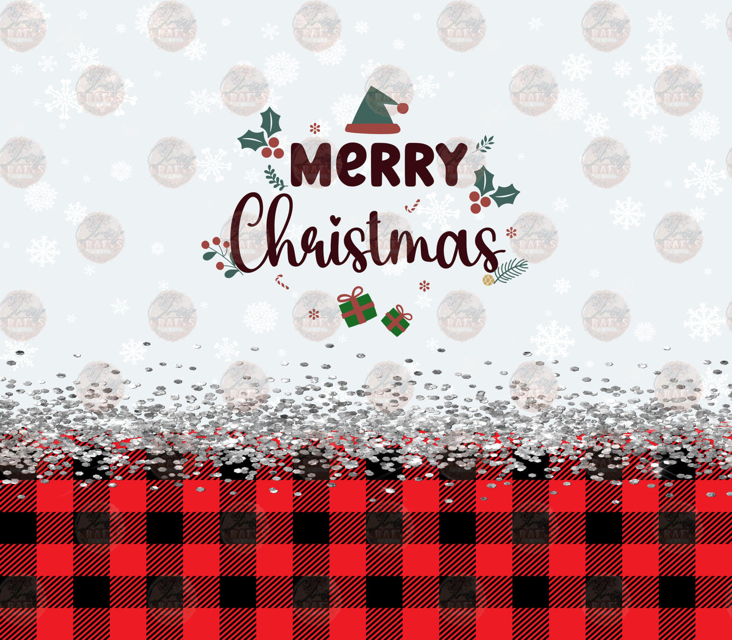 Merry Christmas Plaid Tumbler Wrap