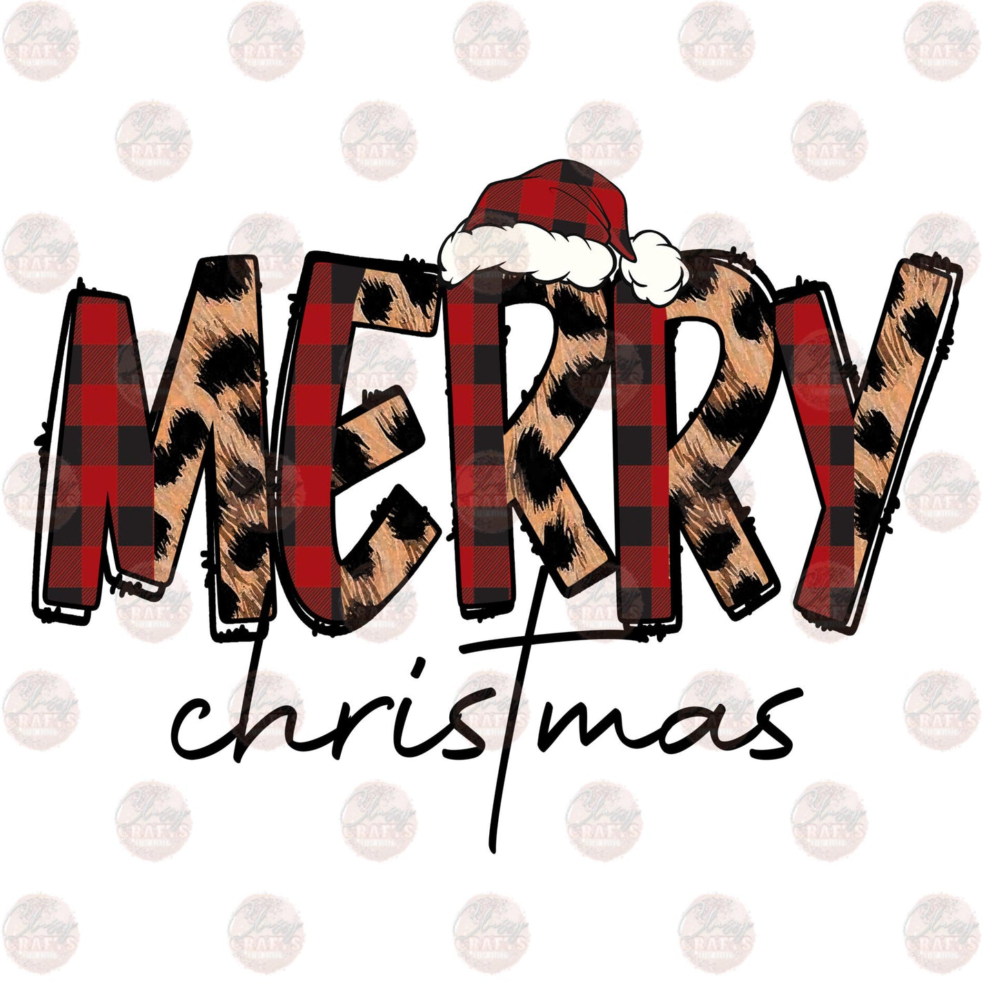 Merry Christmas Plaid & Cheetah Transfer