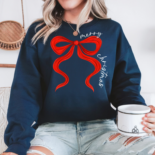 Merry Christmas Red Bow Transfer