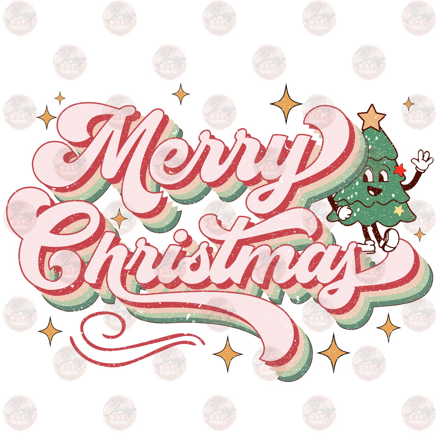 Merry Christmas Retro Transfer