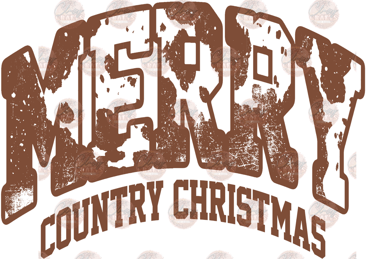 Merry Country Christmas Brown Transfer