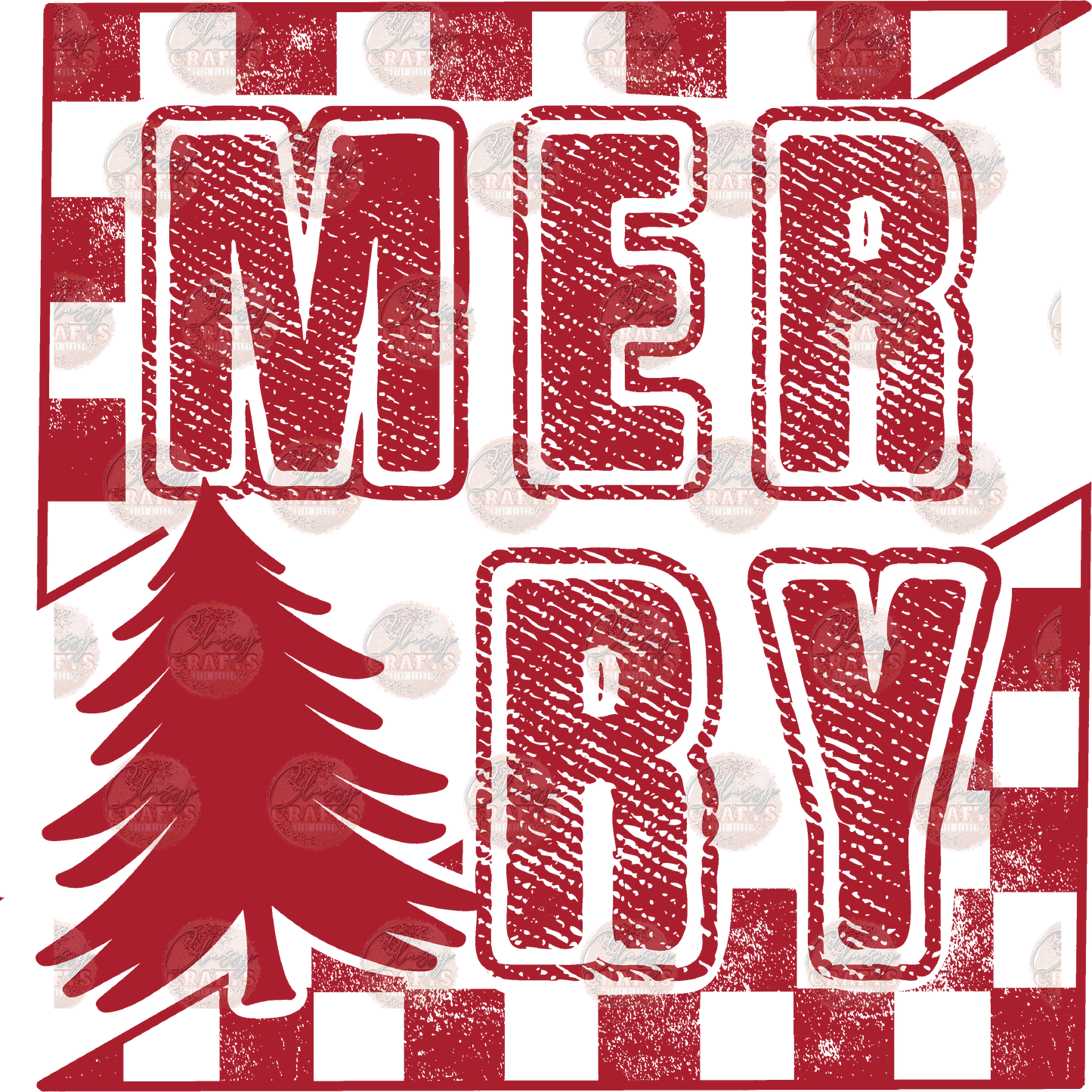Merry Red Plaid Transfer