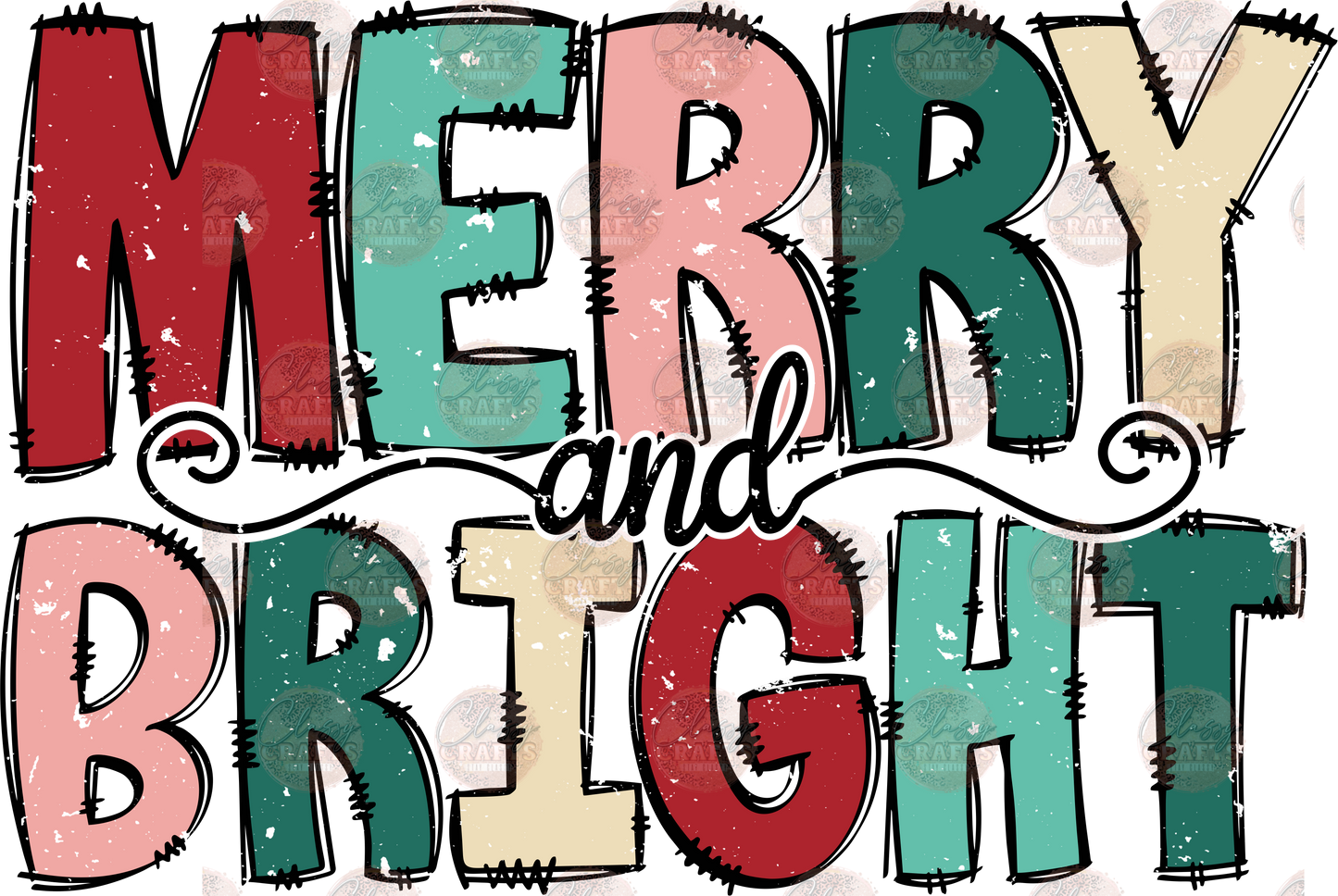 Merry & Bright Distressed Transfer