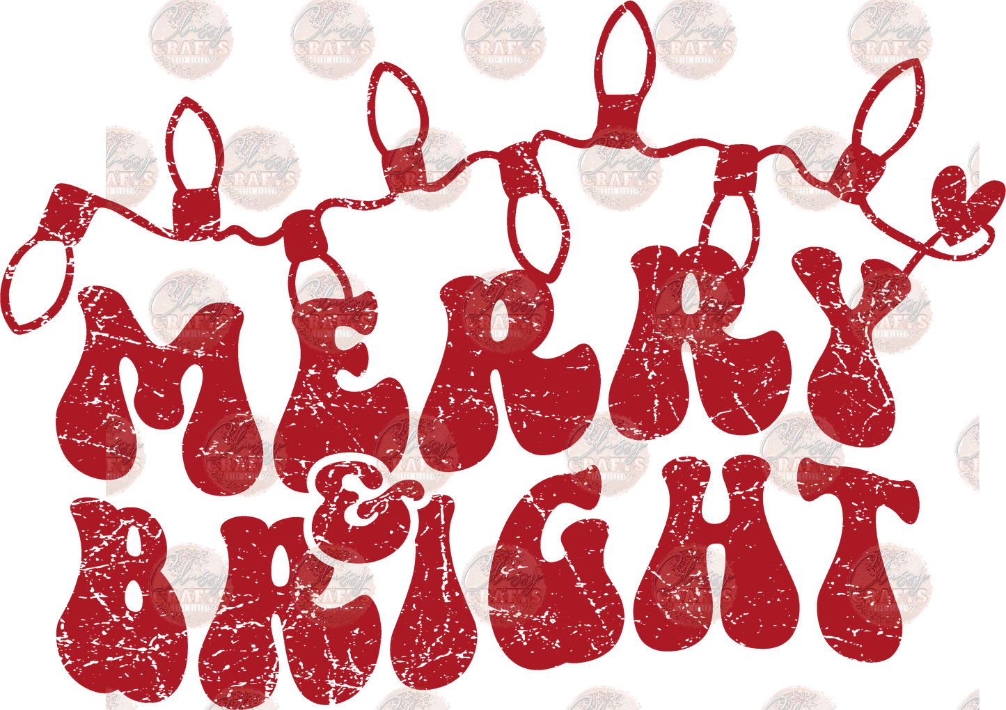 Merry & Bright Distressed Red Transfer