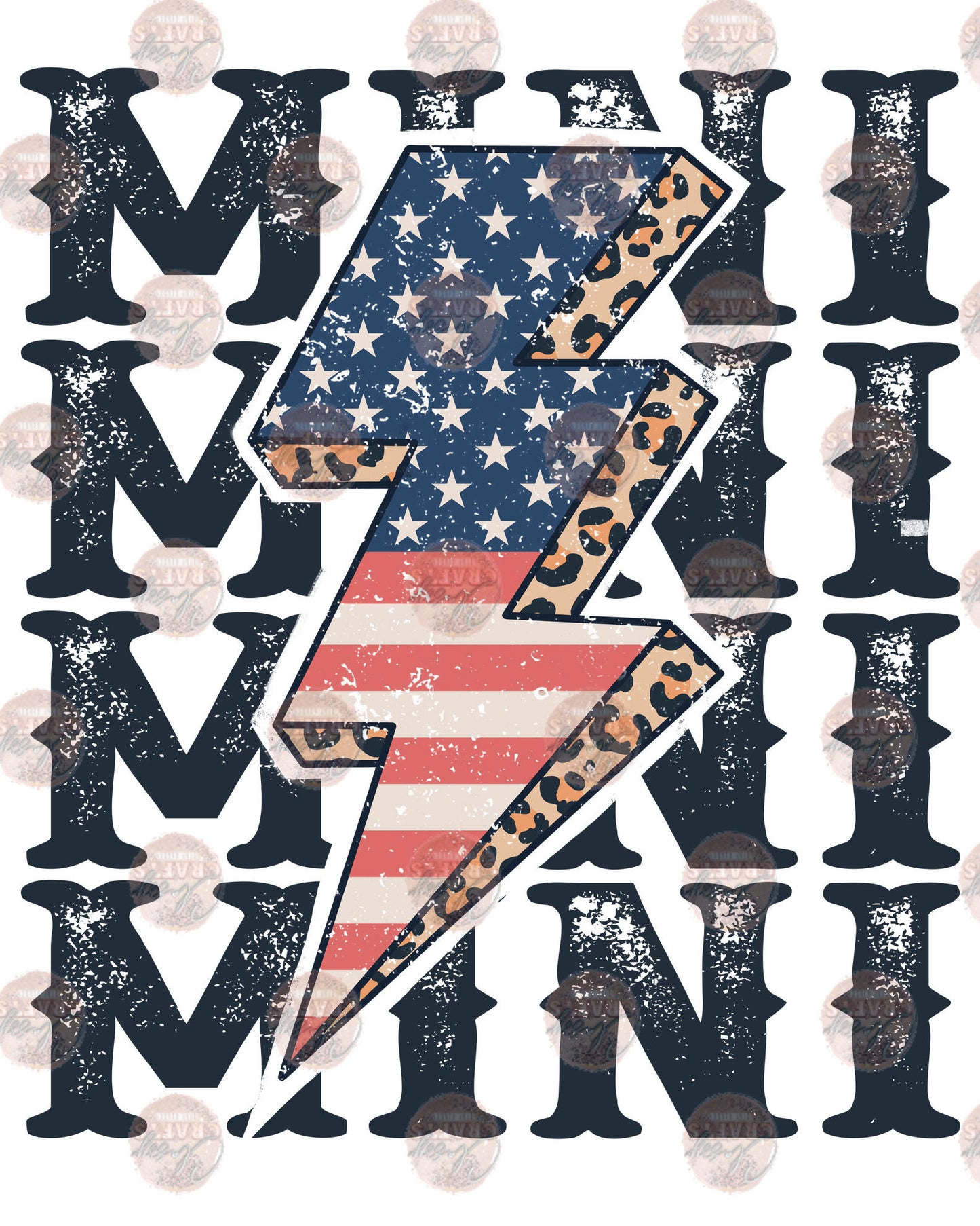 Mama And Mini America Navy Bolt Transfer