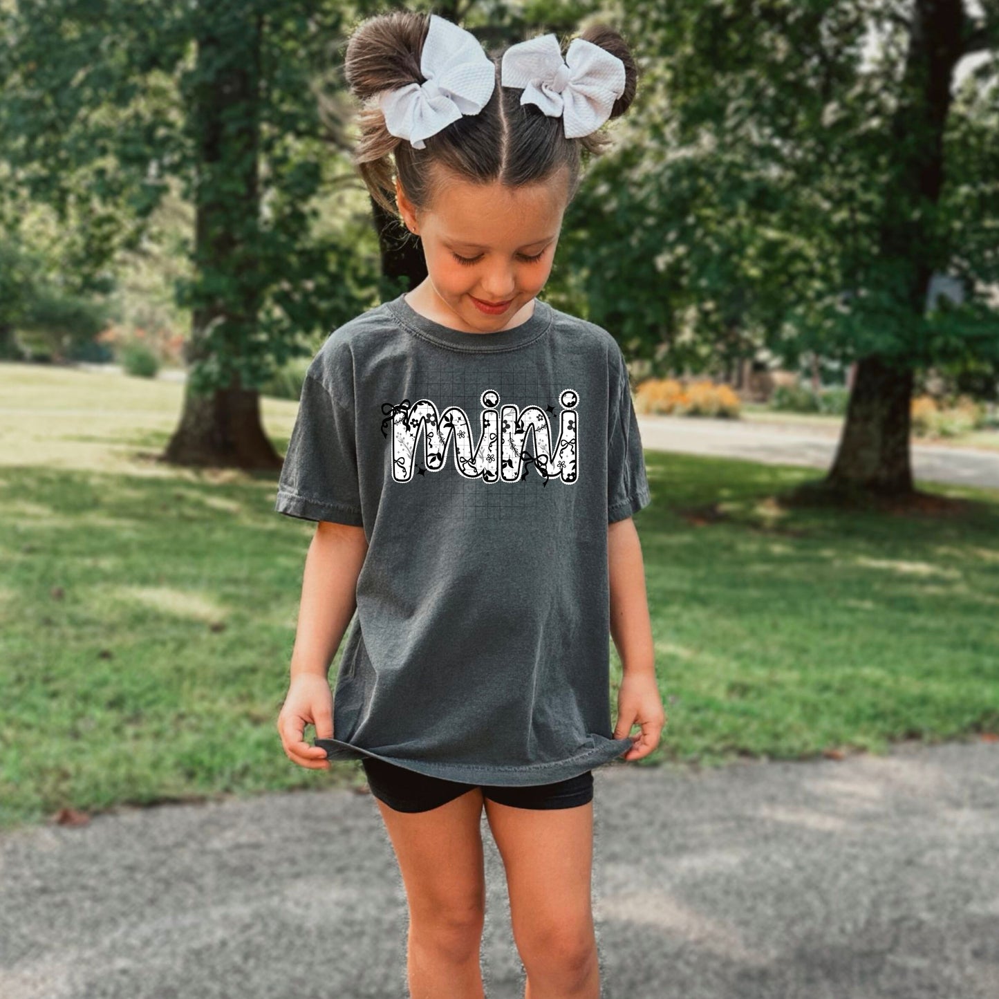 Mama Grayscale Florals And Bow And Mini Transfer