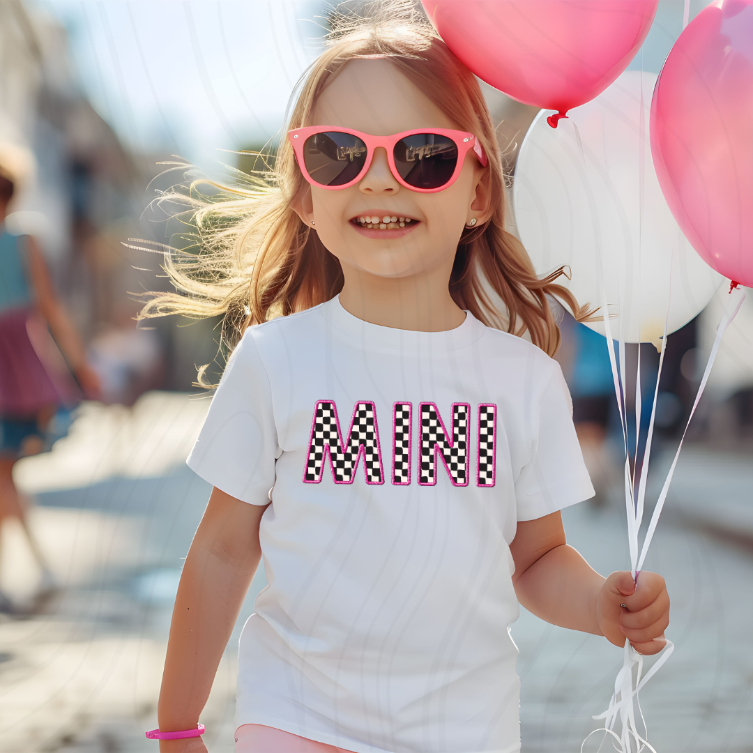 Faux Embroidered Checkered Mama Mini Transfers