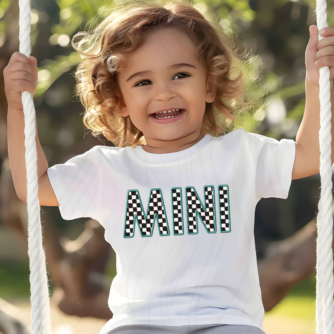 Faux Embroidered Checkered Mama Mini Transfers