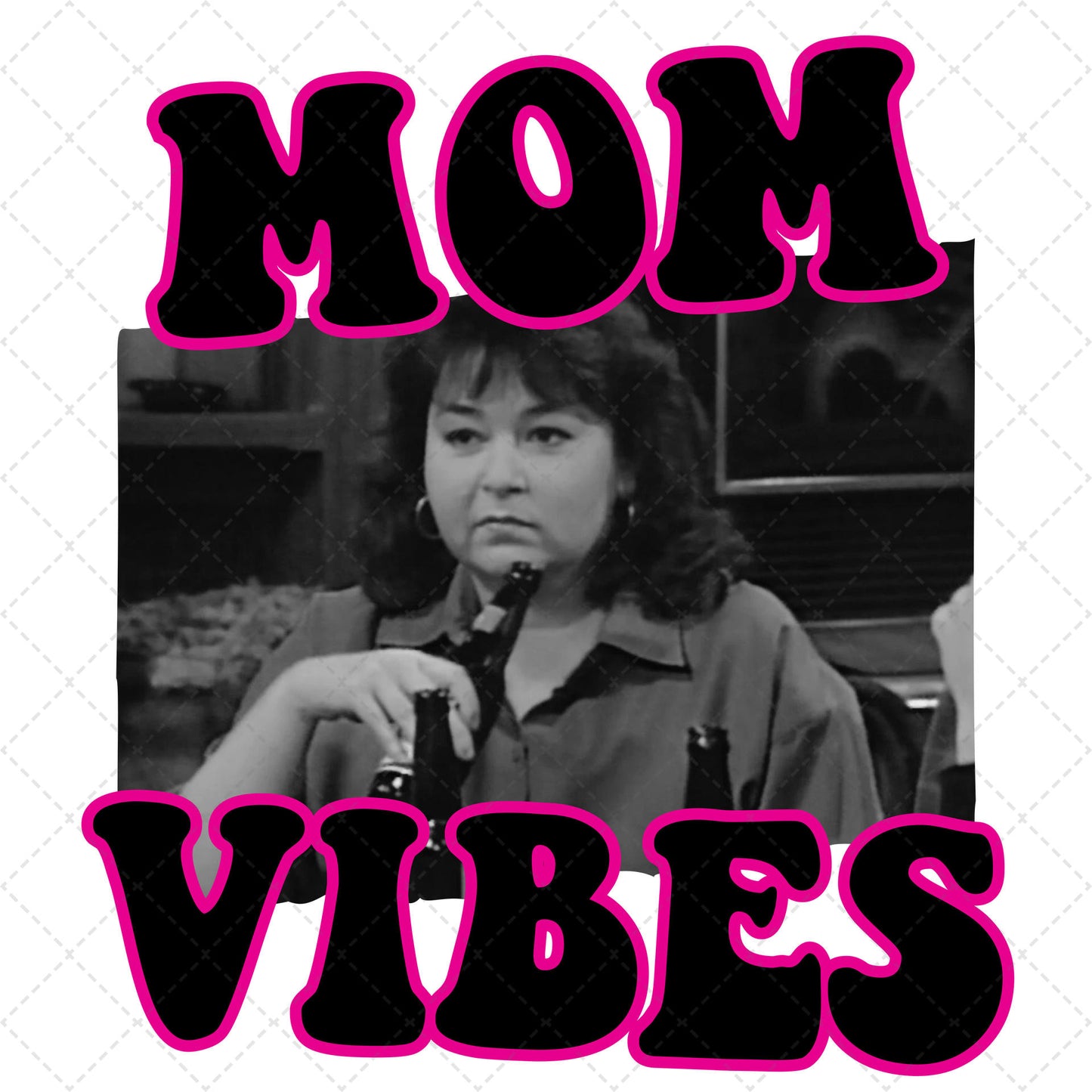 Mom Vibes Pink Outline Transfer