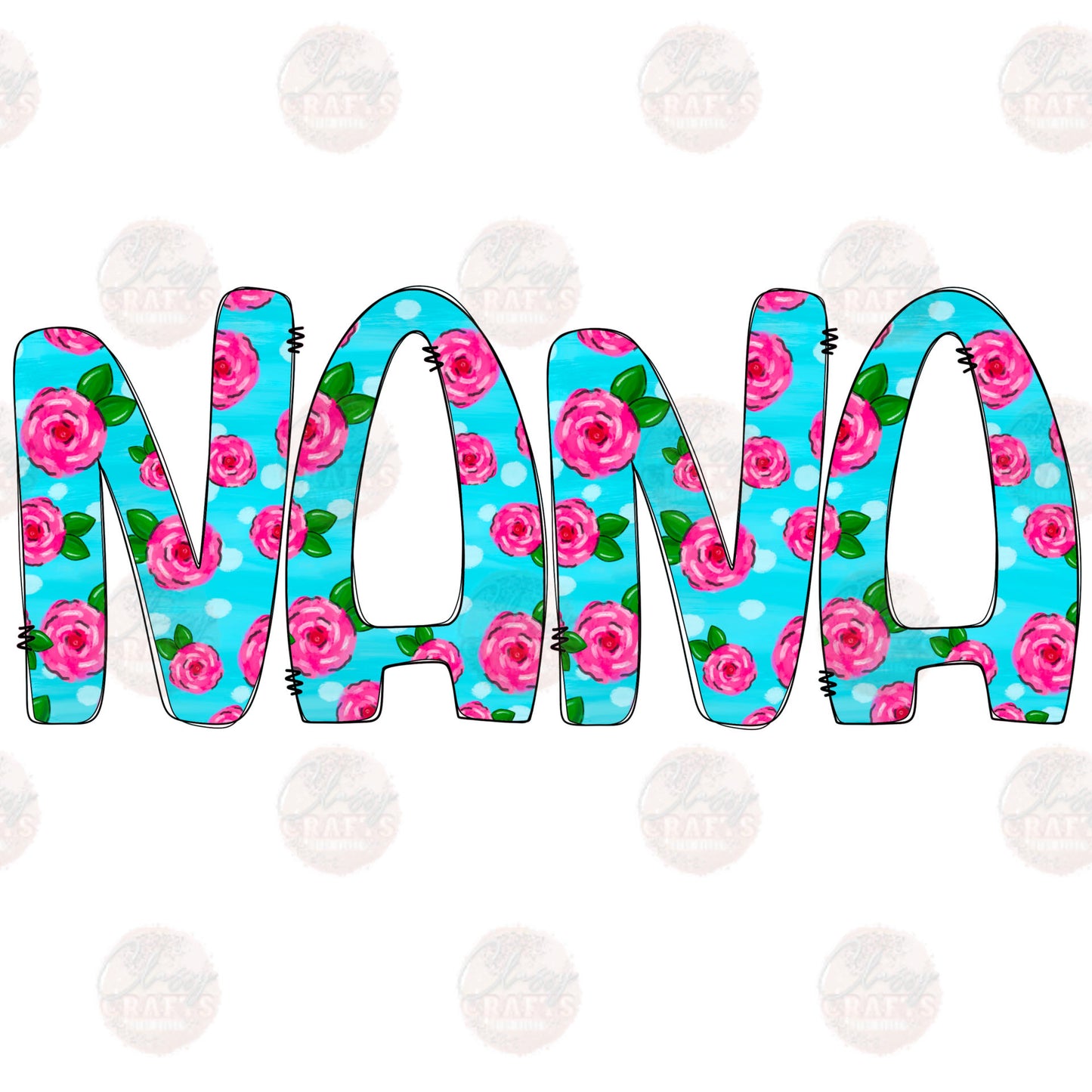Nana Pink Floral Transfer