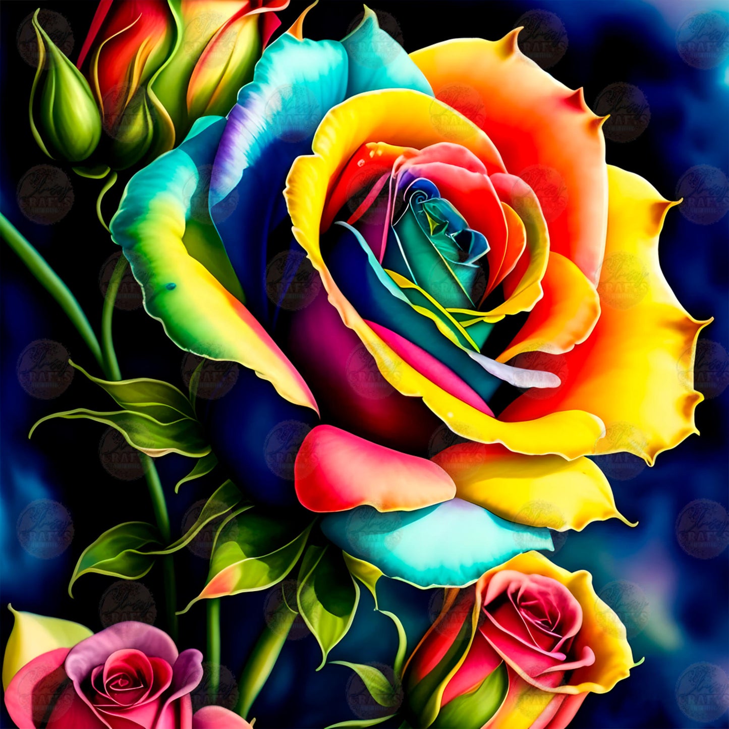 3D Neon Rose Tumbler Wrap