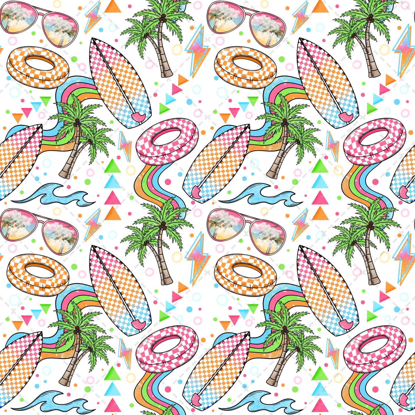 Neon Surfboard Summer Tumbler Wrap