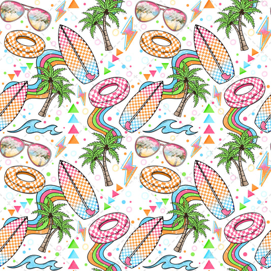 Neon Surfboard Summer Tumbler Wrap