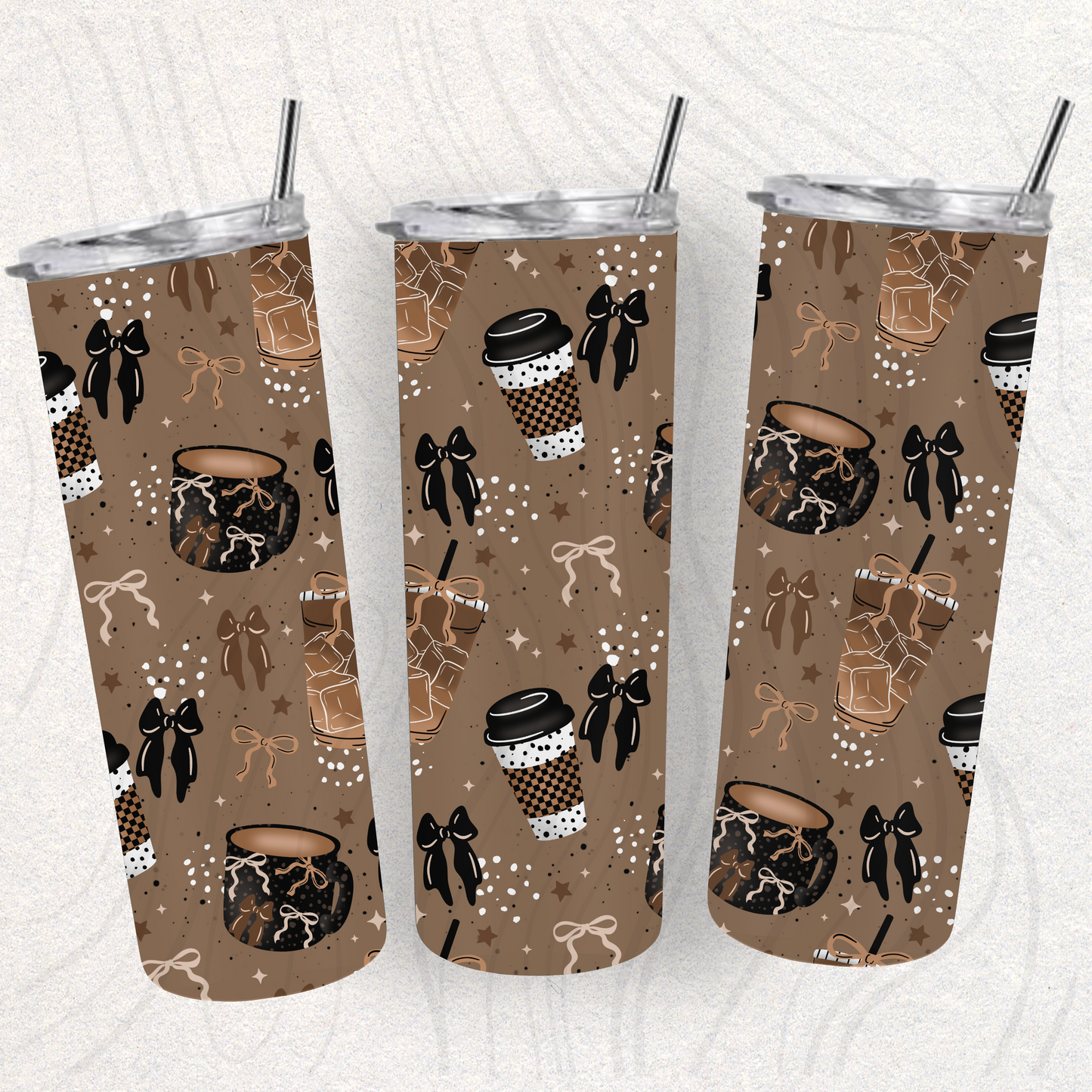 Neutral Coffee Bows Seamless Transfer