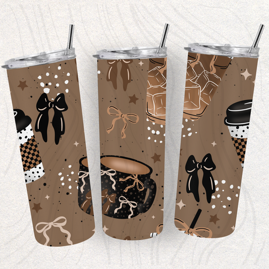 Neutral Coffee Bows Seamless Transfer