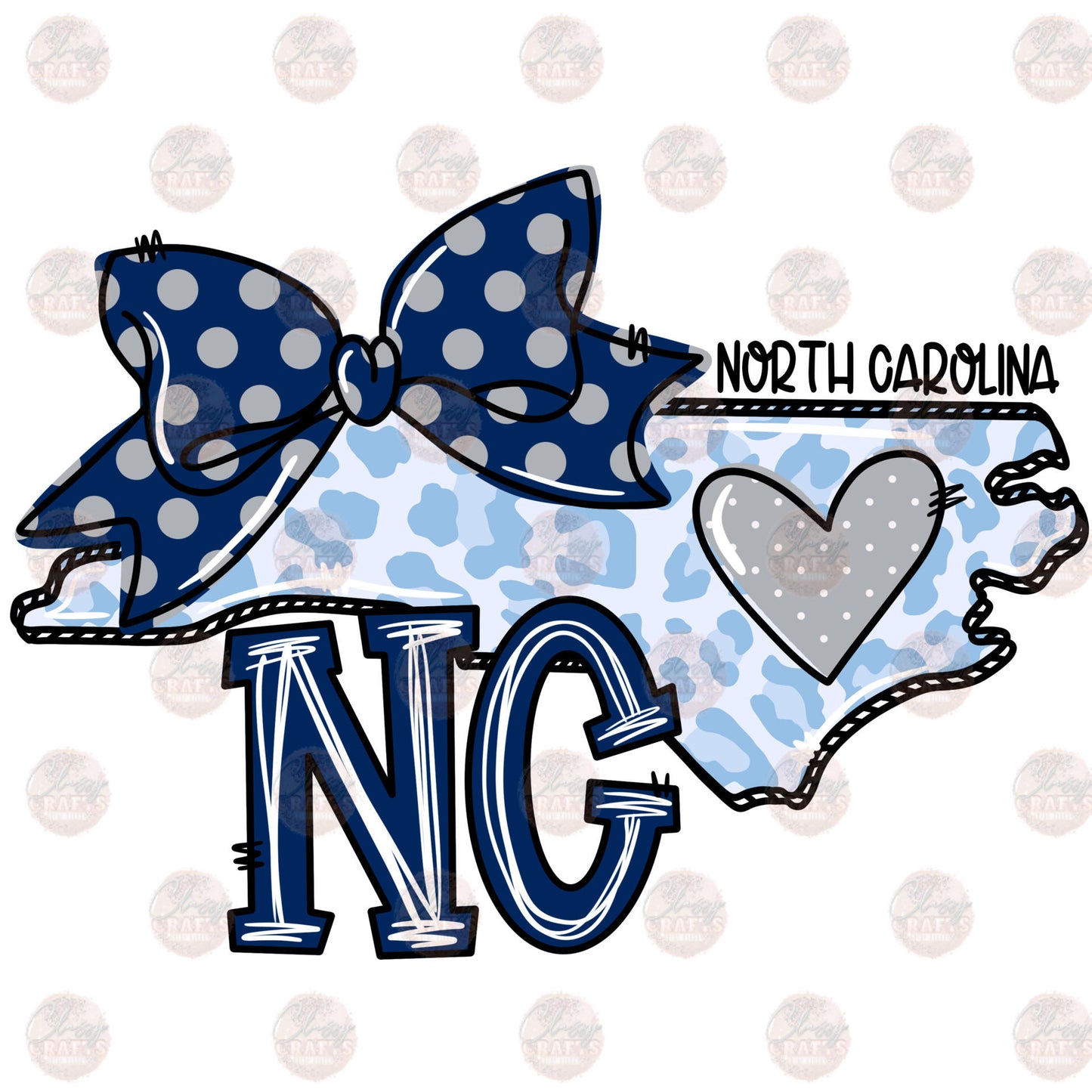 North Carolina Blue State Doodle Transfer