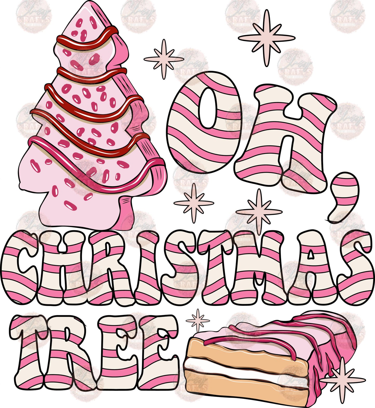 Oh Pink Christmas Tree Cake Transfer