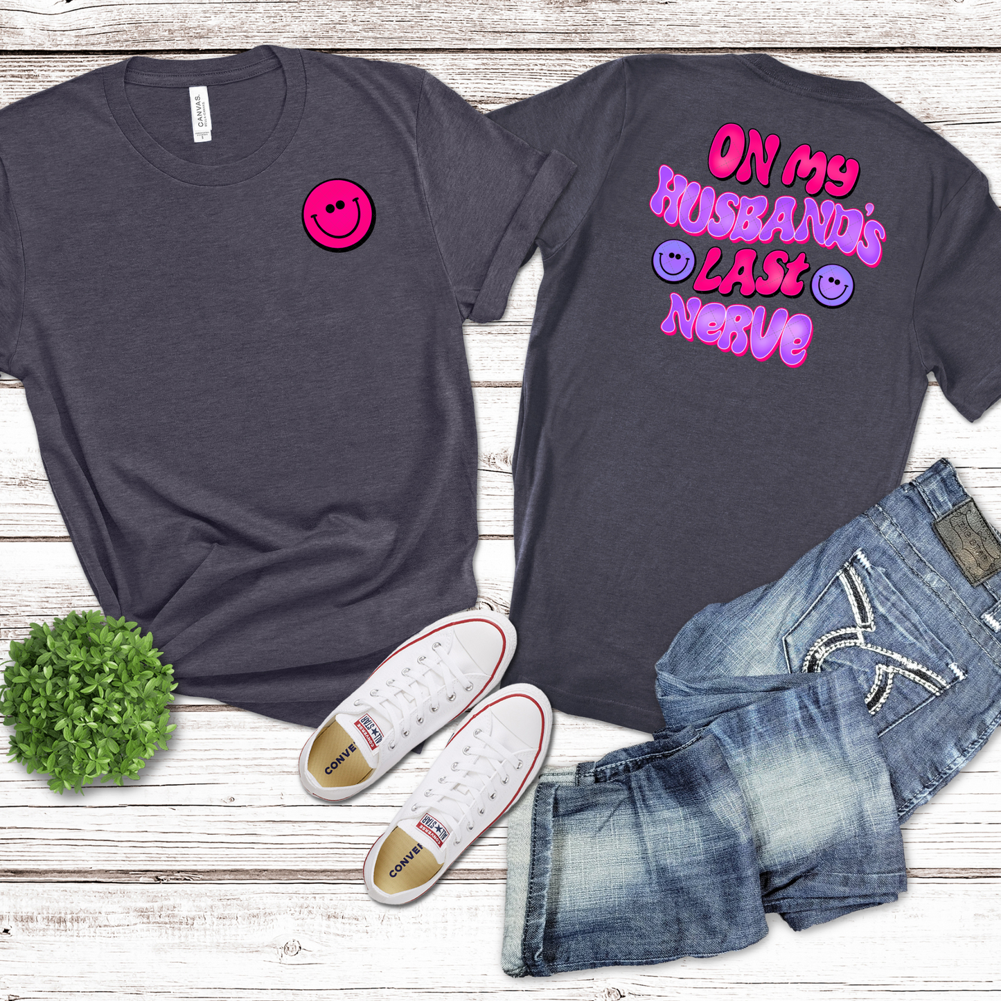 On My Husbands Last Nerve Pink **TWO PART* SOLD SEPARATELY** Transfer
