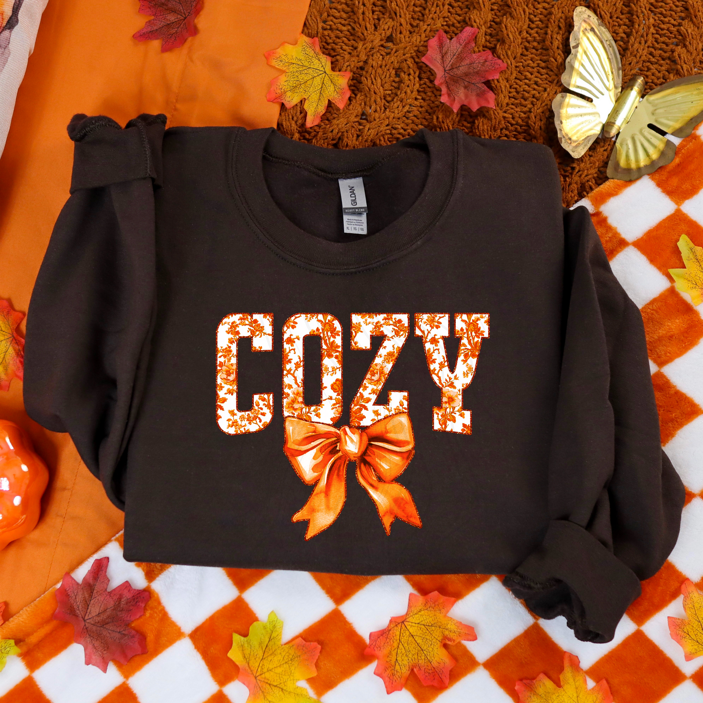 Orange Toile Cozy Transfer