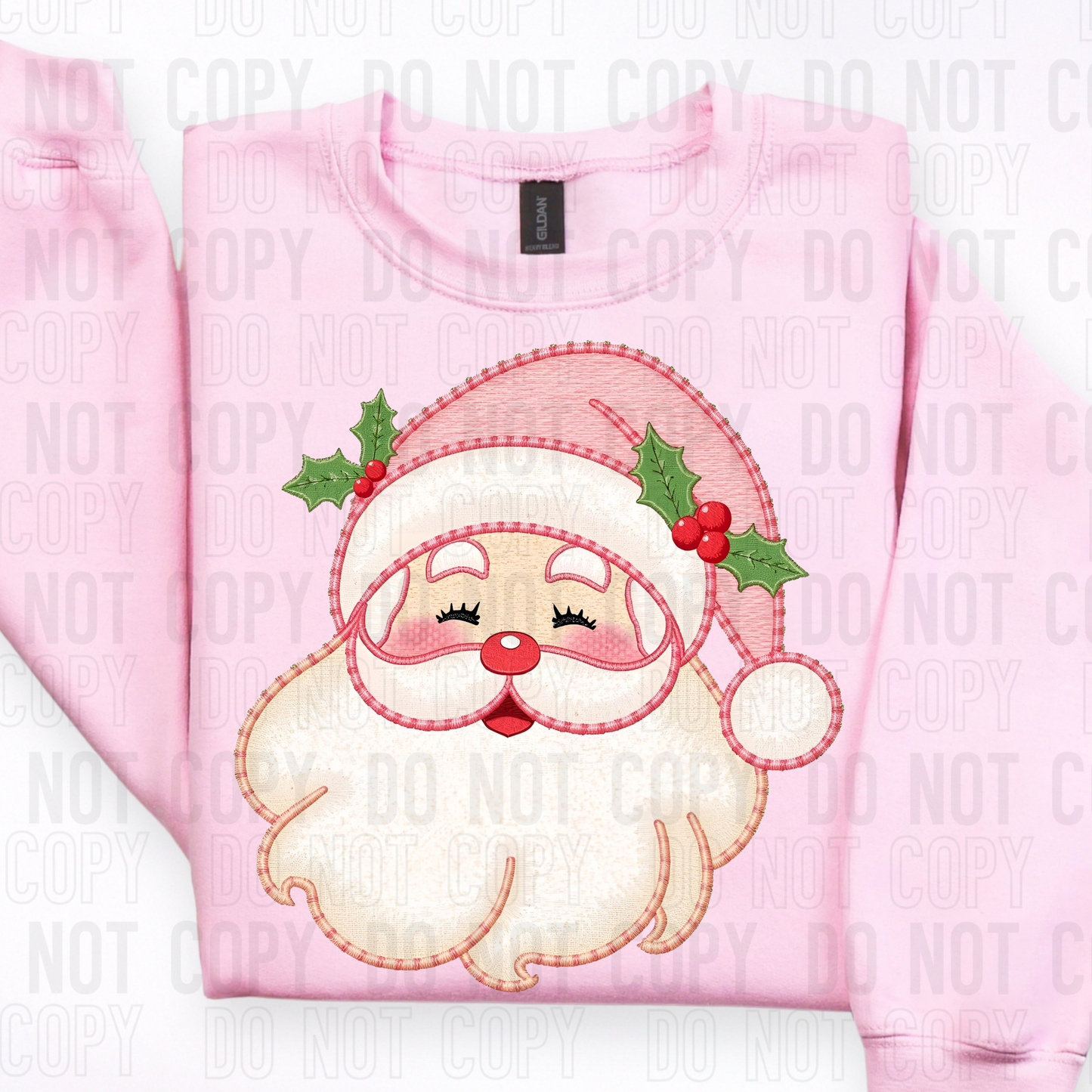 PINK SANTA FAUX EMBROIDERY TRANSFER