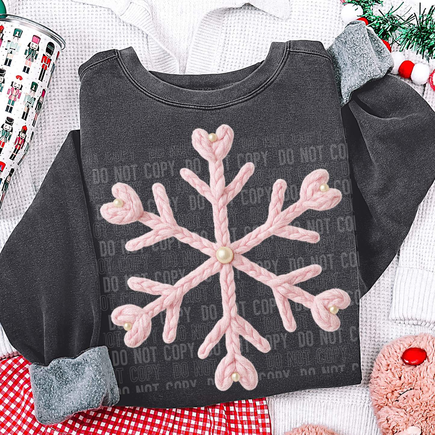 PINK SNOWFLAKE PEARL FAUX YARN TRANSFER