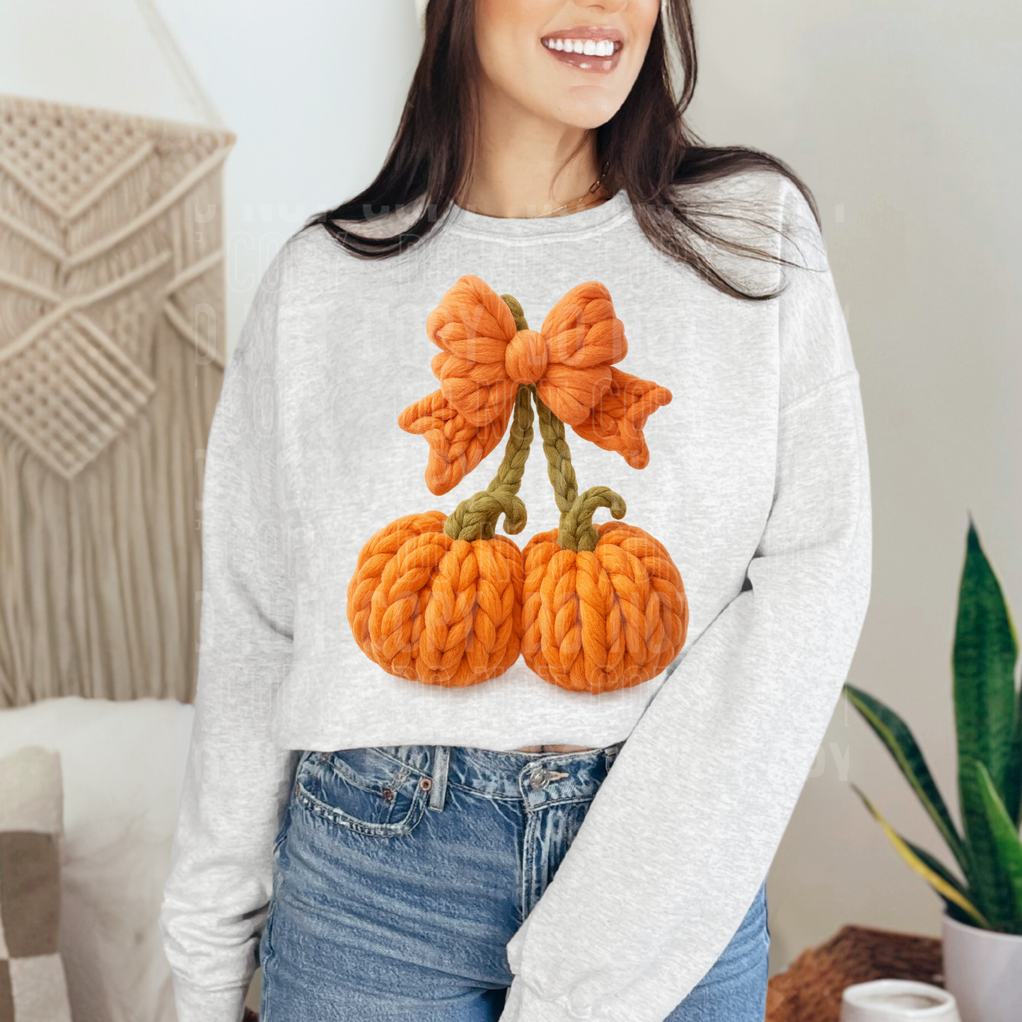 PUMPKIN CHERRY FAUX YARN TRANSFER