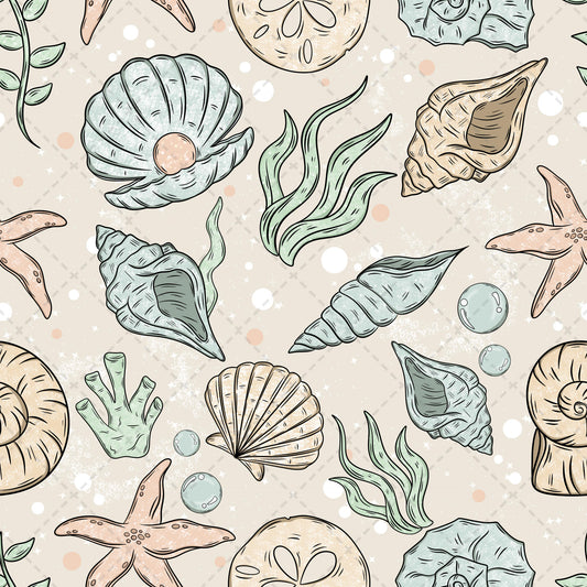 Pastel Seashell Grid Tumbler Wrap