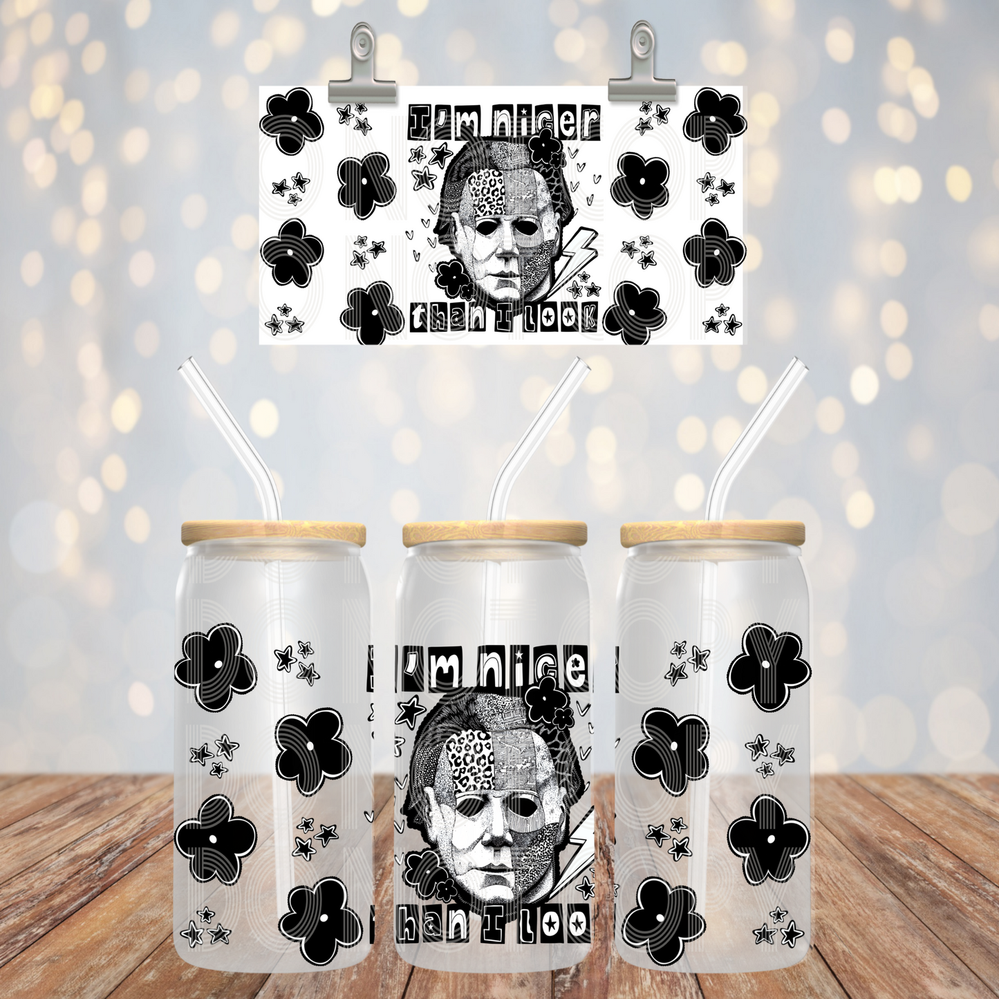 I'm Nicer Than I Look 16oz Libbey Wrap Transfer