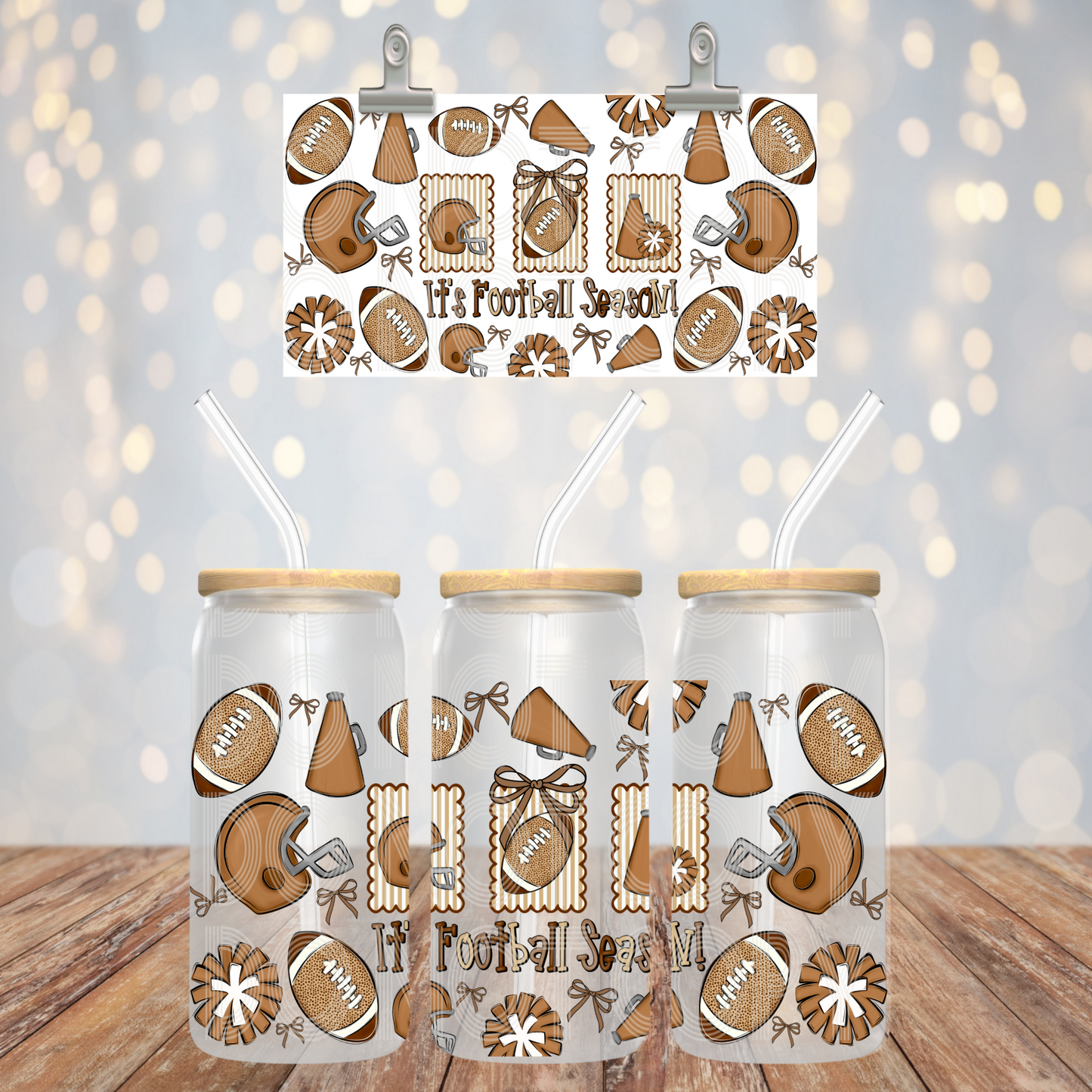 It's Football Season 16oz Libbey Wrap Transfer