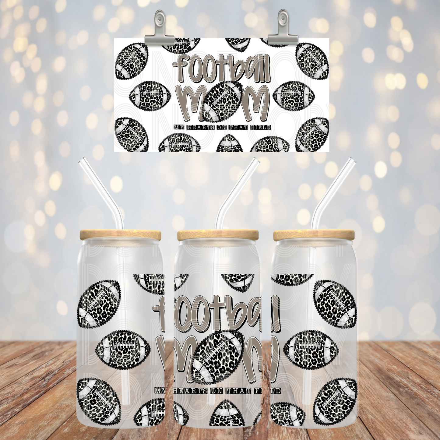 Football Mom 16oz Libbey Wrap Transfer
