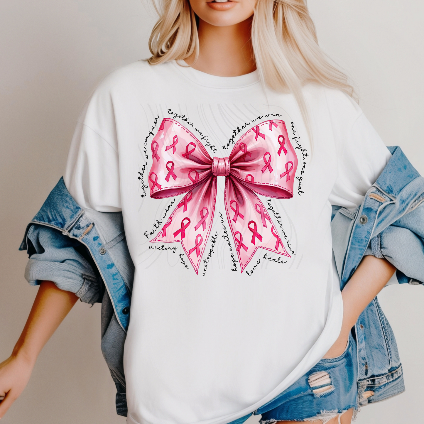 Pink Bow Breast Cancer Transfer